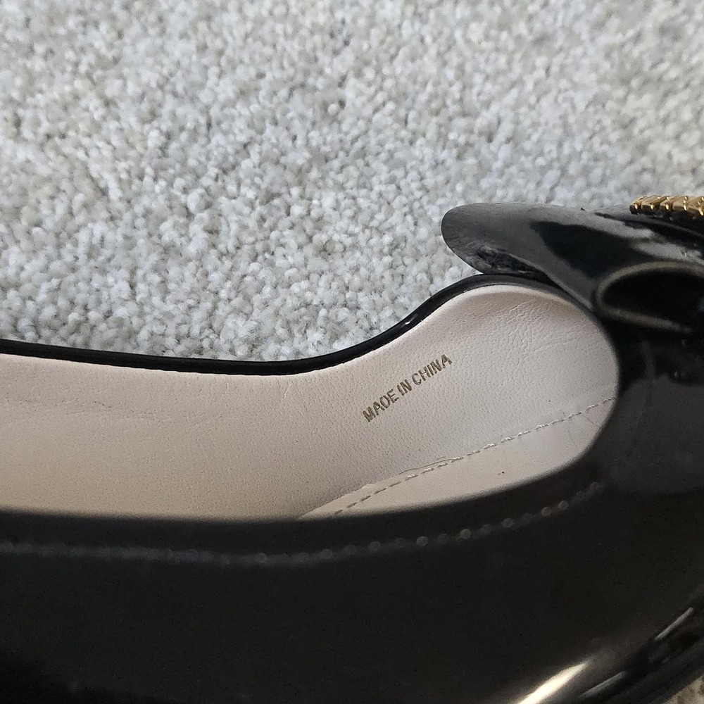 Prada Kiltie Black Patent Leather Block Heel Pumps Women's 41 Square Toe Fringe - Picture 9 of 10